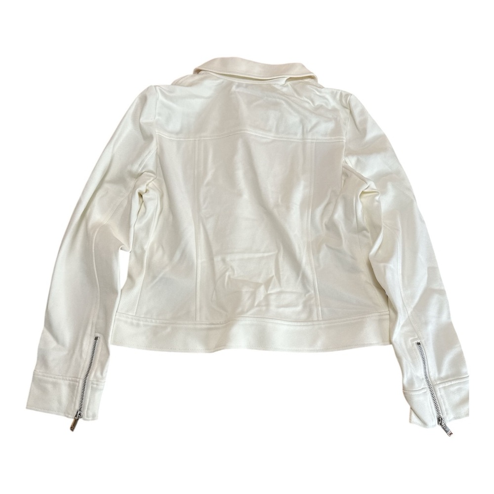 DKNY Ivory Moto Jacket NEW with tags Women’s Size Medium Stretch - Picture 7 of 7